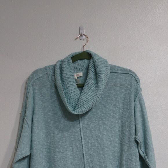 Turo by Vince Camuto Chalk Blue Exposed Seams Cowl Neck Sweater Sz L NWT - Picture 3 of 11